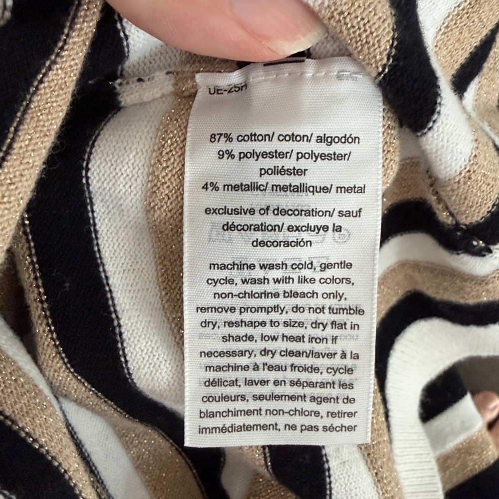 Tommy Hilfiger Black, gold shimmer, and Cream‎ Striped Polo - Picture 5 of 5